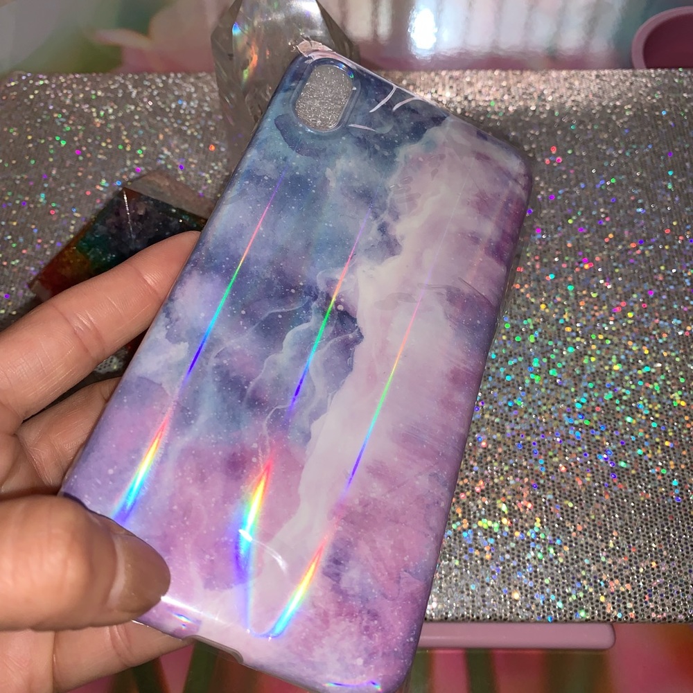 iPhone XS Max marble holographic phone case